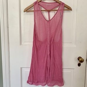 Pink long and sheer workout tank